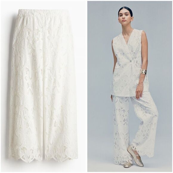 Rare Limited Collection H&M Eyelet Embroidered Pants New - Picture 1 of 7